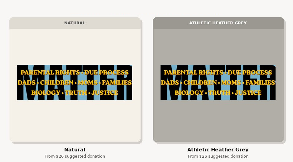 Natural and Athletic Heather Grey shirt options
